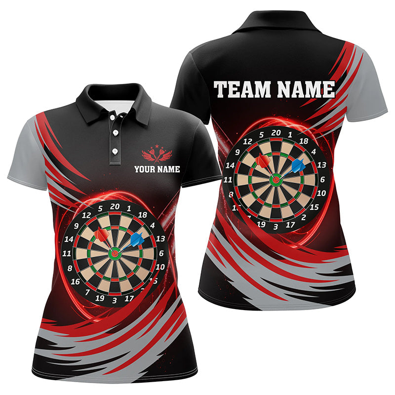 Individuelles Schwarzes Rotes Blitz Dartbrett Herren Poloshirt, Dart Teamtrikots TDM1349