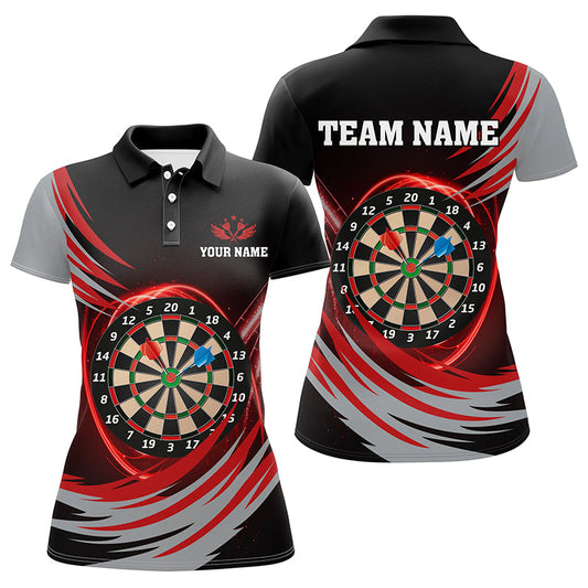Individuelles Schwarzes Rotes Blitz Dartbrett Herren Poloshirt, Dart Teamtrikots TDM1349