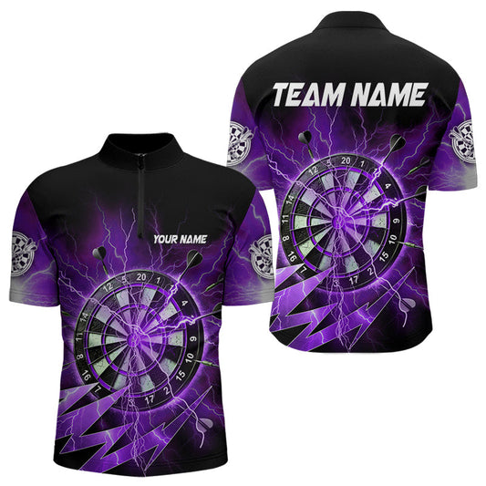 Individuelles Lila Dartboard Gewitter Dart Viertelreißverschluss Herren Shirt – Team Dart Trikots TDM3811
