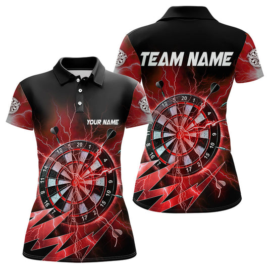 Individuelles Rotes Dartbrett-Gewitter Dart-Poloshirt für Damen – Team Dart Trikots TDM3812