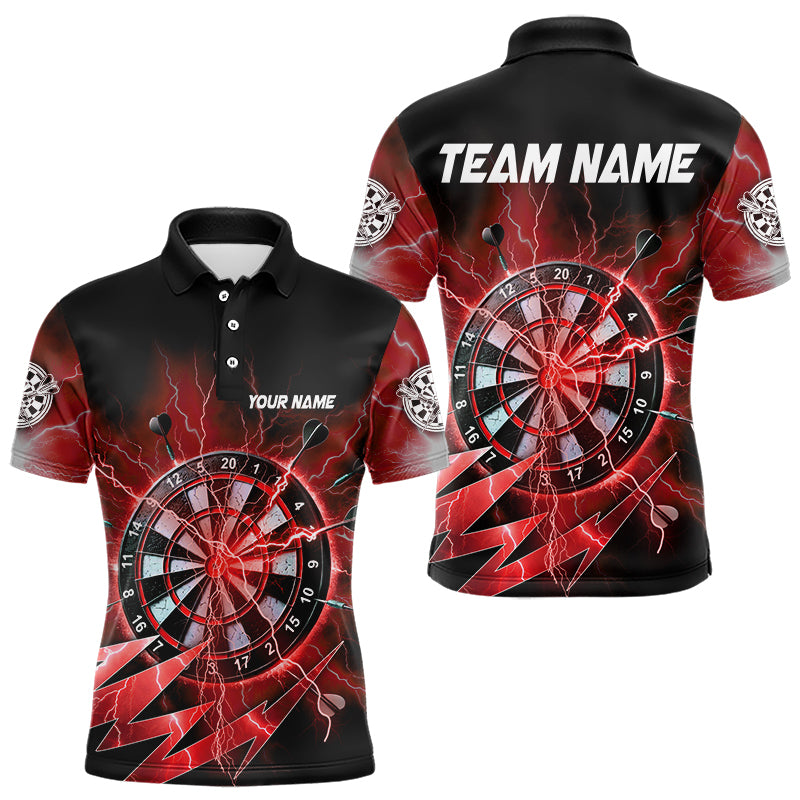 Individuelles rotes Dartbrett-Gewitter-Dart-Poloshirt für Herren – Team-Darttrikots TDM3812
