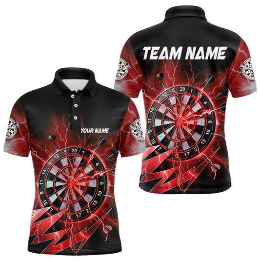 Individuelles rotes Dartbrett-Gewitter-Dart-Poloshirt für Herren – Team-Darttrikots TDM3812