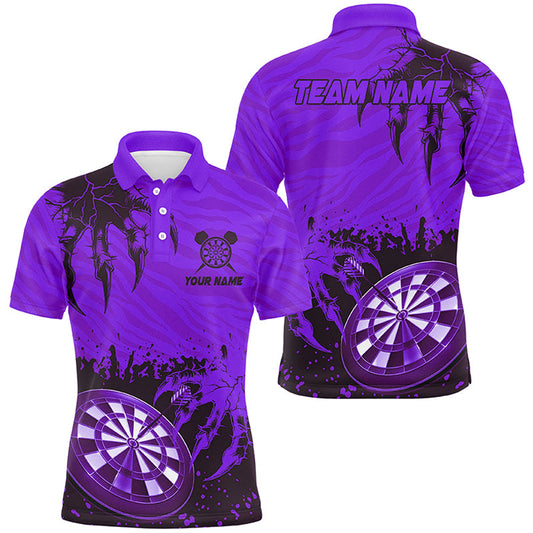 Individuelles Lustiges Klaue-Dartbrett-Lila Herren Poloshirt, Team-Liga-Darts-Trikot TDM2652