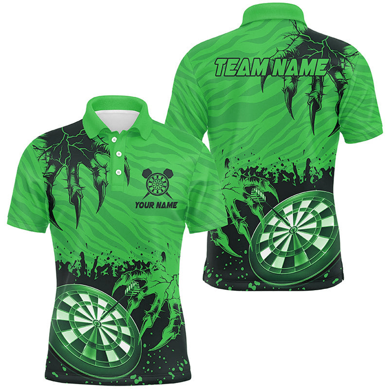 Individuelles Lustiges Klaue-Dartbrett-Grün Herren Poloshirt, Team-Liga-Darts-Trikot TDM2653