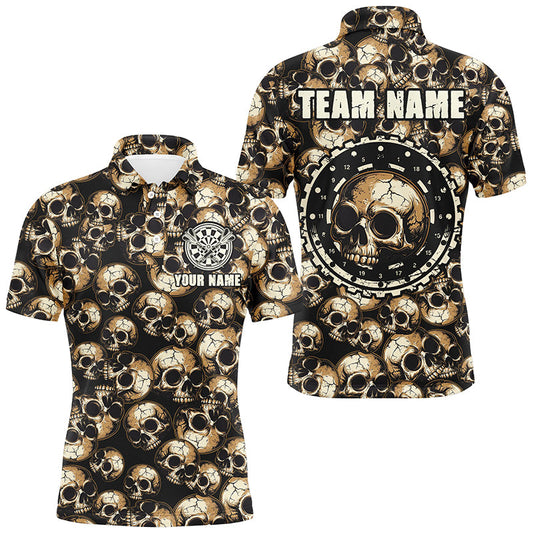 Individuelles Retro-Skull-Muster Herren Poloshirt, Gruselige Dart-Trikots Team-Uniform TDM2654