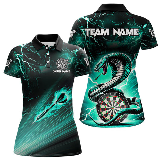 Individuelles Türkises Donner Blitz Cobra Schlange Dart Poloshirt für Damen, Dart Trikot TDM3113