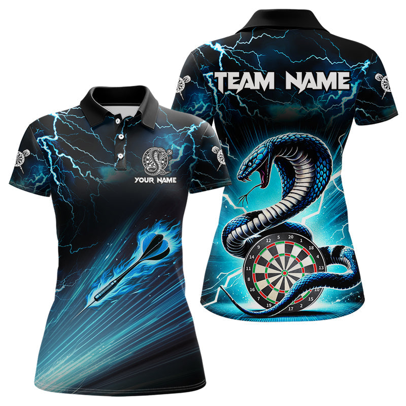 Individuelles Blaues Blitz Donner Cobra Schlange Dart Poloshirt für Damen, Team Dart Trikot TDM3114