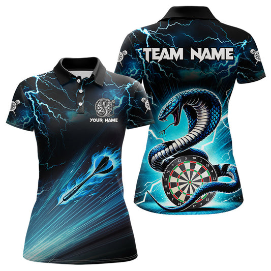 Individuelles Blaues Blitz Donner Cobra Schlange Dart Poloshirt für Damen, Team Dart Trikot TDM3114