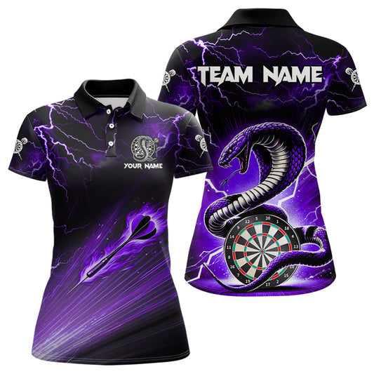 Individuelles Lila Donner Blitz Cobra Schlange Dart Poloshirt für Damen, Team Dart Trikot TDM3115