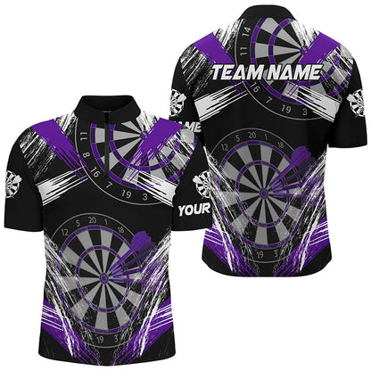 Personalisierte Darts Turnier Grunge Stil Herren Dartshirts Darts Teamtrikots | Lila TDM3117