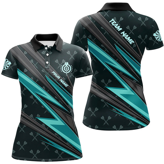 Individuelles Türkises Dartbrett Poloshirt für Damen, Dart-Trikot Team-Uniform TDM3368