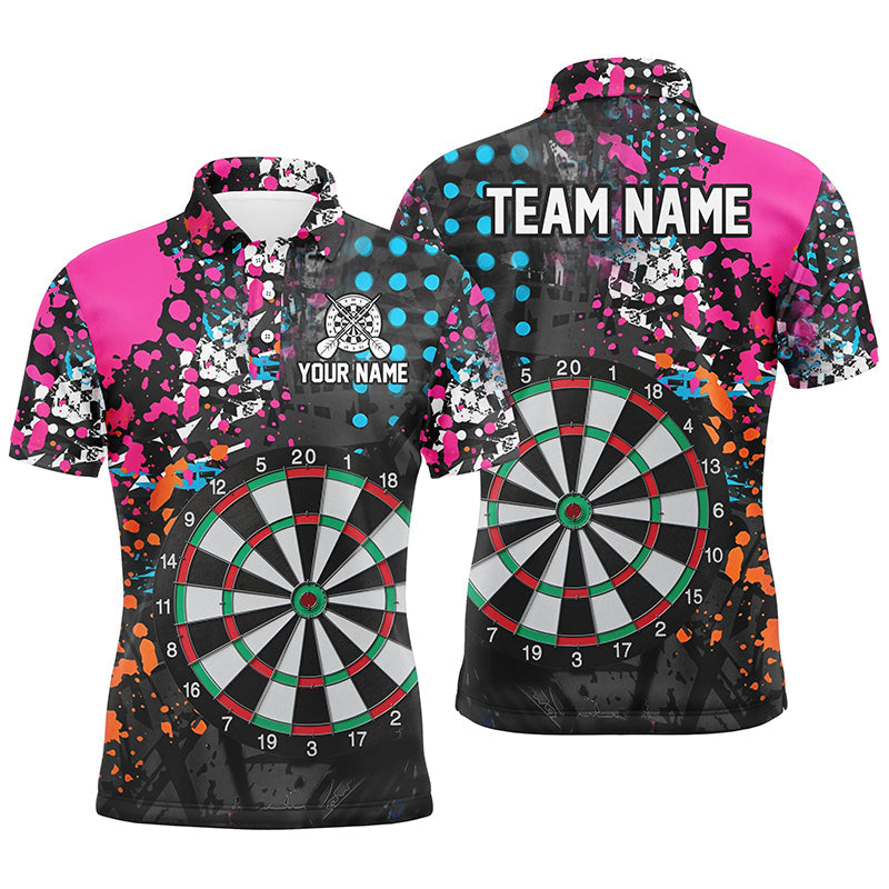 Individuelles Buntes Grunge Dartbrett Herren Poloshirt, Dart Teamtrikot Für Spieler TDM1356