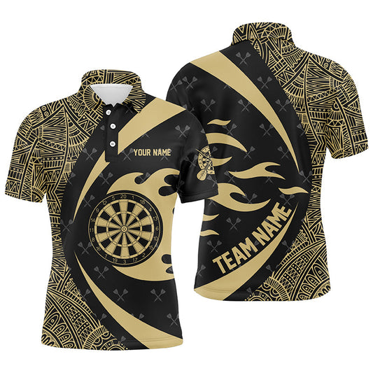 Individuelles Gelbes Und Schwarzes Tribal Muster Dart Poloshirt Für Herren, Dart Teamtrikot TDM1357