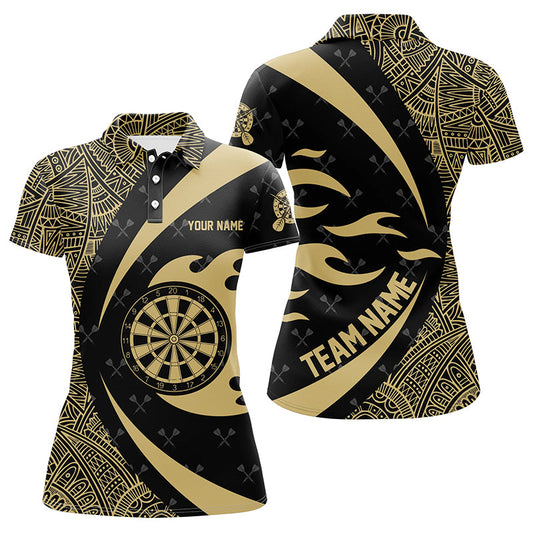 Individuelles Gelbes Und Schwarzes Tribal Muster Dart Poloshirt Für Herren, Dart Teamtrikot TDM1357