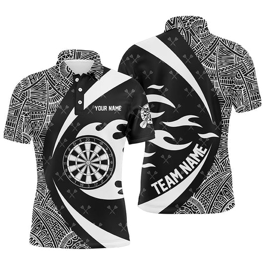 Individuelles Weißes Und Schwarzes Tribal Muster Dart Poloshirt Für Herren, Dart Teamtrikot TDM1358