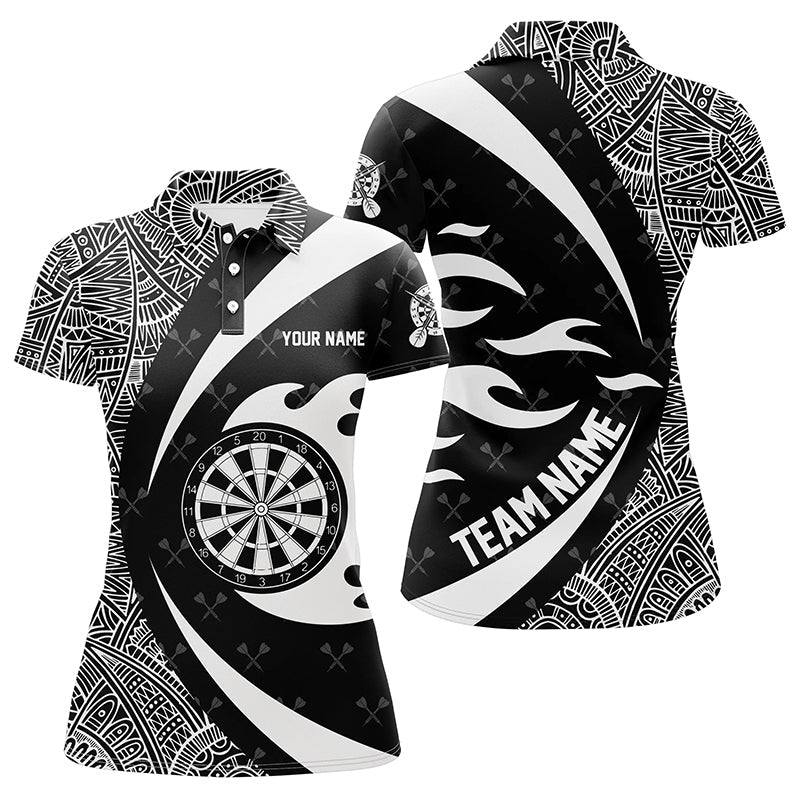 Individuelles Weißes Und Schwarzes Tribal Muster Dart Poloshirt Für Herren, Dart Teamtrikot TDM1358