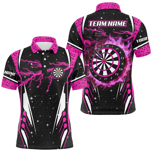 Individuelles Thunder Lightning Pink Herren Poloshirt, Darttrikot Team Liga TDM2148