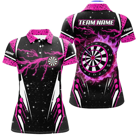 Individuelles Thunder Lightning Pink Herren Poloshirt, Darttrikot Team Liga TDM2148