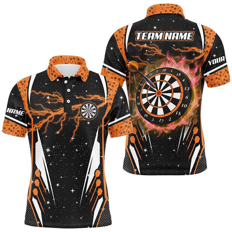 Individuelles Thunder Lightning Orange Herren Poloshirt, Darttrikot Team Liga TDM2149