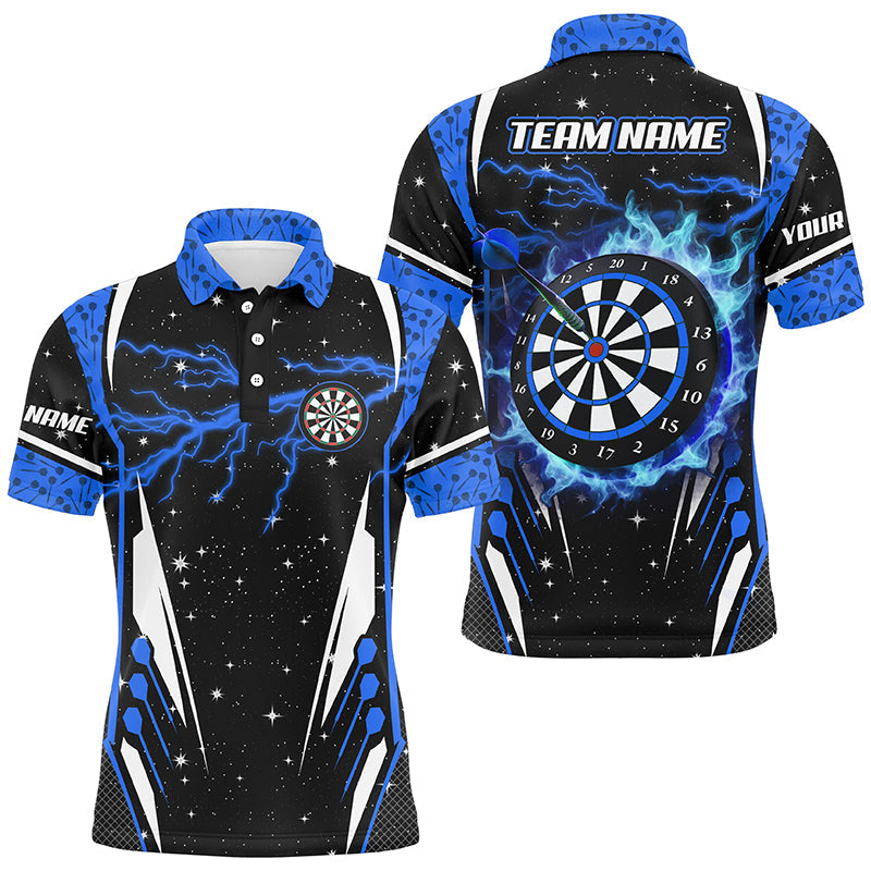 Individuelles Thunder Lightning Blau Herren Poloshirt, Darttrikot Team Liga TDM2150