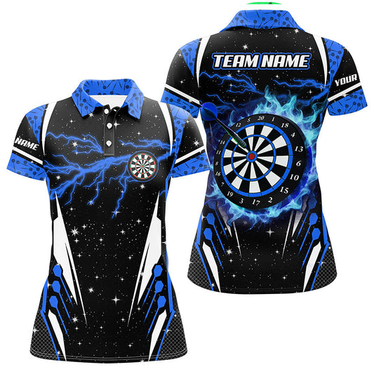 Individuelles Thunder Lightning Blau Herren Poloshirt, Darttrikot Team Liga TDM2150