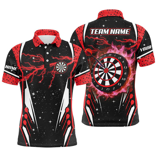 Individuelles Thunder Lightning Rote Dart Trikots für Herren, Team Liga Dart Shirts TDM1181