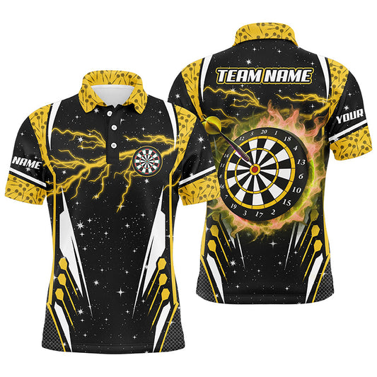 Individuelles Thunder Lightning Gelbe Dart Trikots für Herren, Team Liga Dart Shirts TDM1182