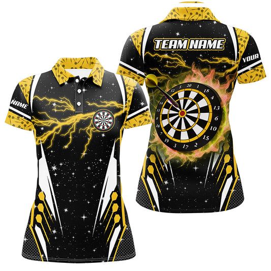 Individuelles Thunder Lightning Gelbe Dart Trikots für Herren, Team Liga Dart Shirts TDM1182