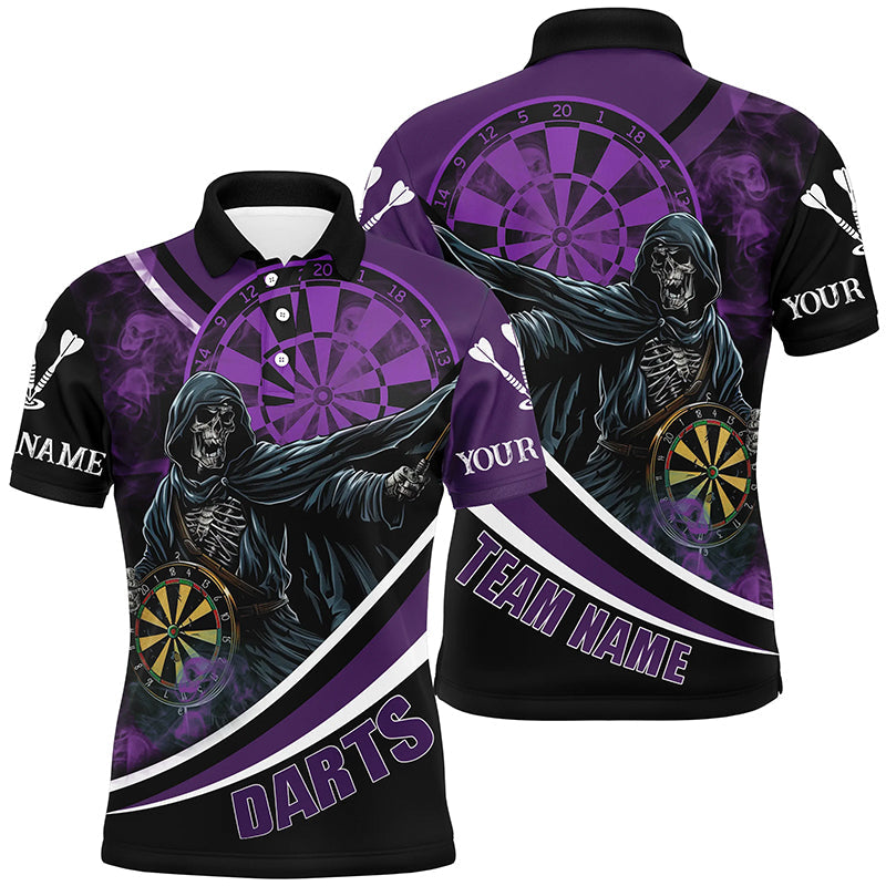Individuelles Todes Skelett Lila Darttrikot Dart Herren Poloshirt, Dart Liga Shirt TDM1726