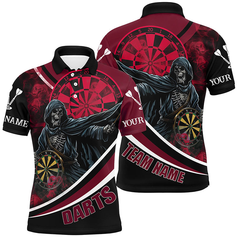Individuelles Todes Skelett Rotes Darttrikot Dart Herren Poloshirt, Dart Liga Shirt TDM1727