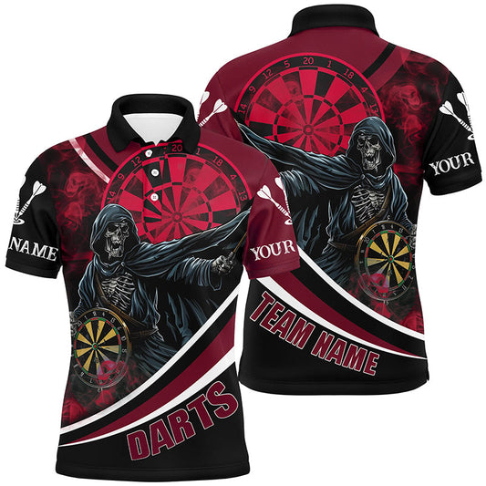 Individuelles Todes Skelett Rotes Darttrikot Dart Herren Poloshirt, Dart Liga Shirt TDM1727