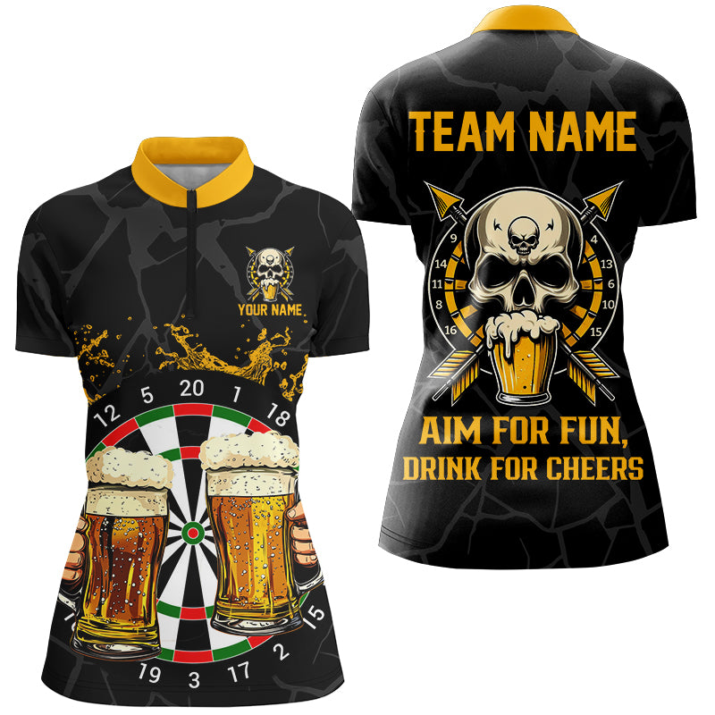 Lustige Darts & Bier – Zielen zum Spaß, Trinken zum Jubel – Damen Dartshirts nach Wunsch TDM2657
