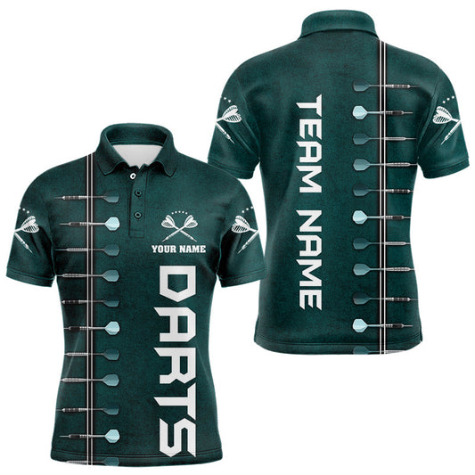 Individuelles dunkelgrünes Dart-Poloshirt für Herren, Dart-Teamtrikot TDM3131