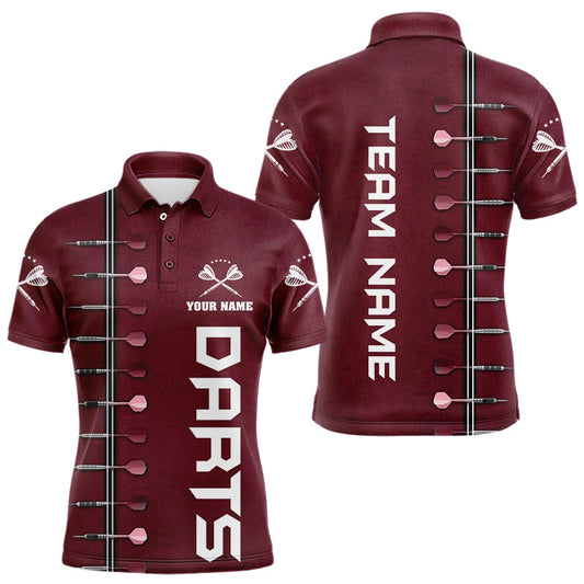 Individuelles Wein-Dart-Poloshirt für Herren, rotes Dart-Teamtrikot TDM3132