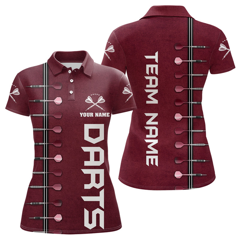 Individuelles Wein Dart Damen Poloshirt, Rotes Dart Team Trikot TDM3132