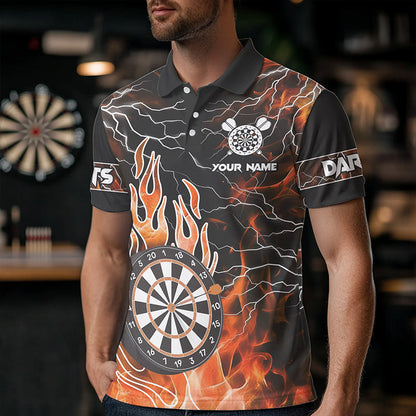Orange Dartboard Feuerflamme Maßgeschneiderte Adler Herren Dartshirts, Donner Blitz Darttrikots TDM3373