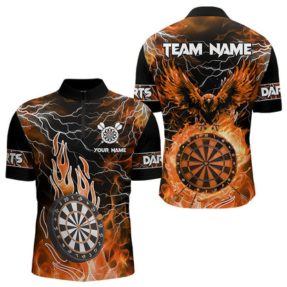Orange Dartboard Feuerflamme Maßgeschneiderte Adler Herren Dartshirts, Donner Blitz Darttrikots TDM3373