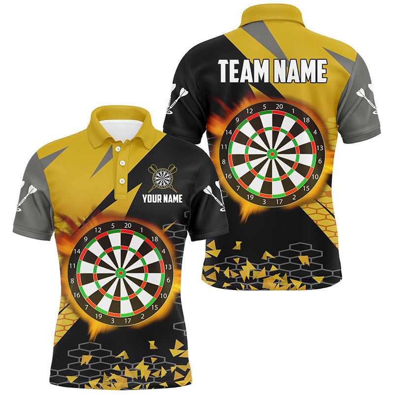Individuelles Dartbrett Feuerflamme Dart Herren Poloshirt, Gelbes Dart Teamtrikot TDM1741