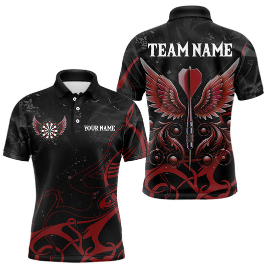 Individuelles Rot Schwarzes Pfeil Flügel Dart Poloshirt für Herren – Team Dart Trikots TDM3839