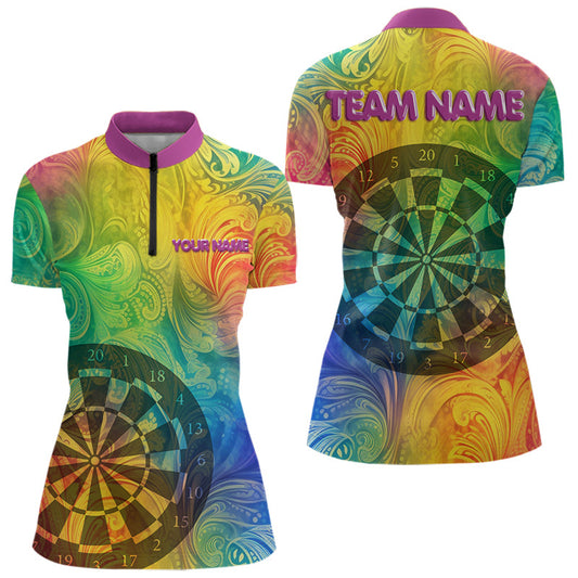 Individuelles Lustiges Buntes Dart Damen Quarter Zip Shirt – Team Dart Trikots TDM3844
