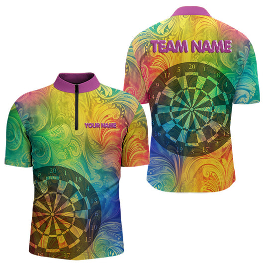 Individuelles Lustige Bunte Dart Viertelreißverschluss Herren Shirt – Team Dart Trikots TDM3844