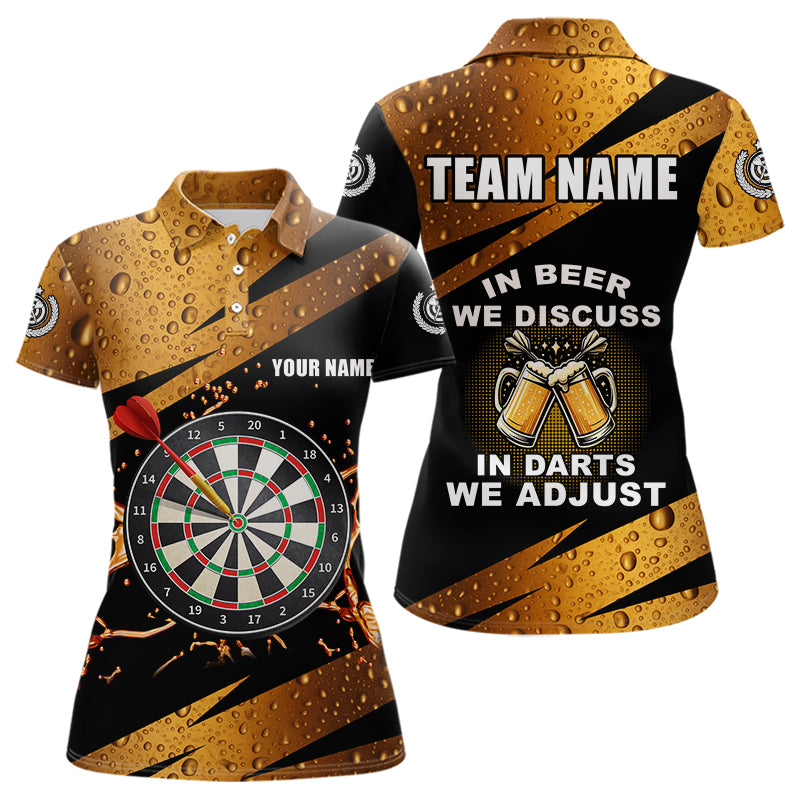 „In Beer We Discuss“ – Lustiges Damen-Dartshirt, individuelles Team-Polo mit 1/4-Zip TDM3845