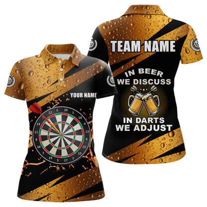 „In Beer We Discuss“ – Lustiges Damen-Dartshirt, individuelles Team-Polo mit 1/4-Zip TDM3845