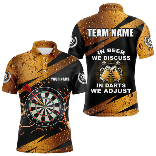 „In Beer We Discuss“ – Lustige Dartshirts für Herren, individuelles Bier-Dart-Teamtrikot Polo & 1/4-Zip TDM3845