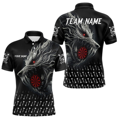 Wikinger 3D-Wolf-Dartshirts für Herren, schwarze individuelle Dart-Teamtrikots Polo & 1/4-Zip TDM3848