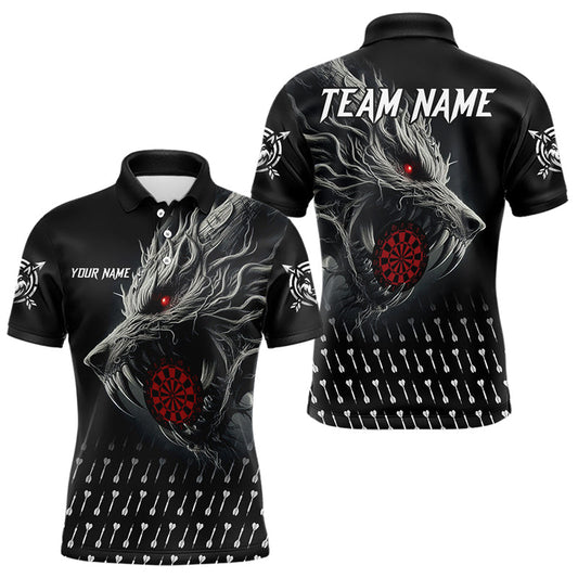 Wikinger 3D-Wolf-Dartshirts für Herren, schwarze individuelle Dart-Teamtrikots Polo & 1/4-Zip TDM3848
