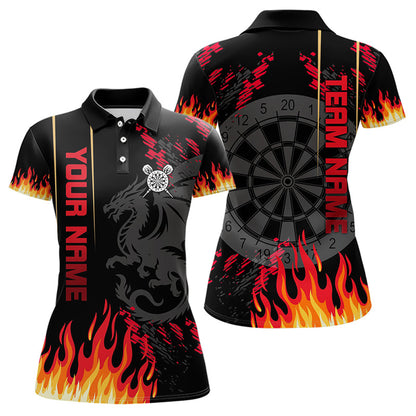 Rot-schwarzer Drache, Dartboards, individuelle Flammen-Dartshirts für Damen, Teamtrikots NYN0081