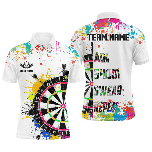 Lustiges Dartshirt – Bunt, Witzig, Personalisierbar – Aim Shoot Swear Repeat – Herren & Teams TDM1585