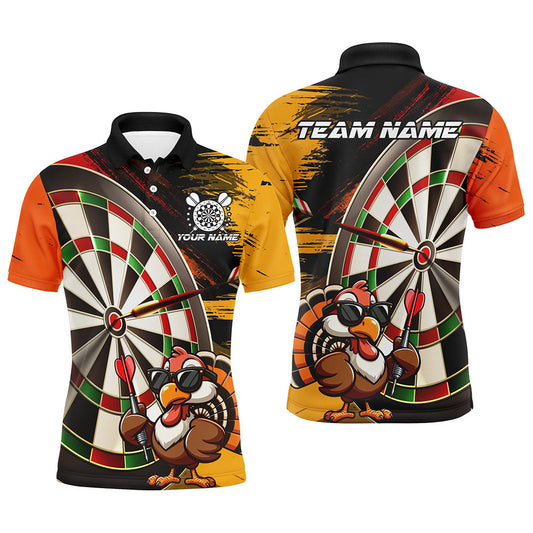 Individuelles Lustiges Truthahn-Dart-Poloshirt für Herren, Thanksgiving-Dart-Geschenk TDM2695