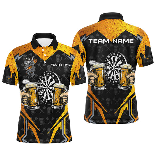 Individuelles Lustiges Dartbrett Und Bier Herren Poloshirt, Schwarzes Dart Teamtrikot TDM2187
